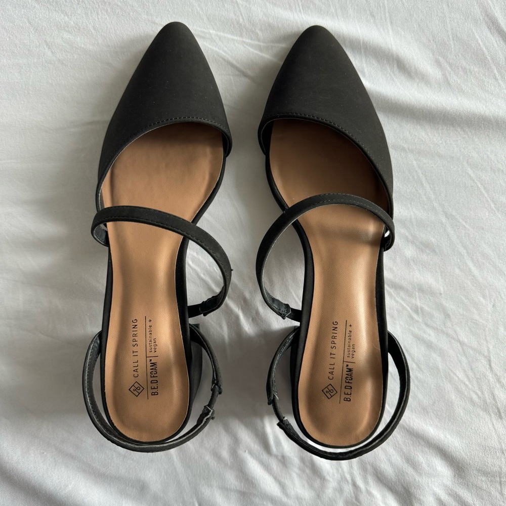 Call It Spring Black Pointed Kitten Block Heels